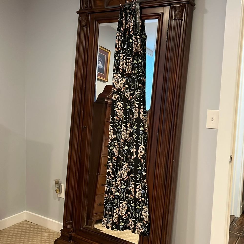 Julian Chang sleeveless jumpsuit black with floral